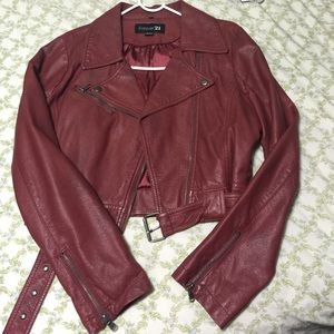 Burgundy trendy Moto jacket