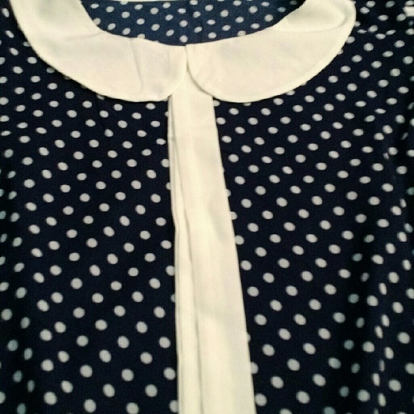 Sheer Polka Dot Blouse w/ Peter Pan Collar - Picture 1 of 4