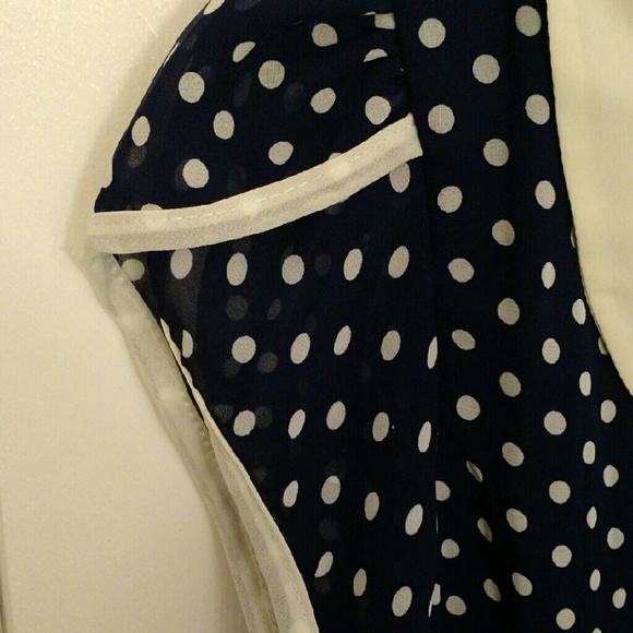 Sheer Polka Dot Blouse w/ Peter Pan Collar - Picture 3 of 4