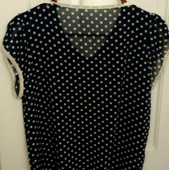 Sheer Polka Dot Blouse w/ Peter Pan Collar - Picture 4 of 4