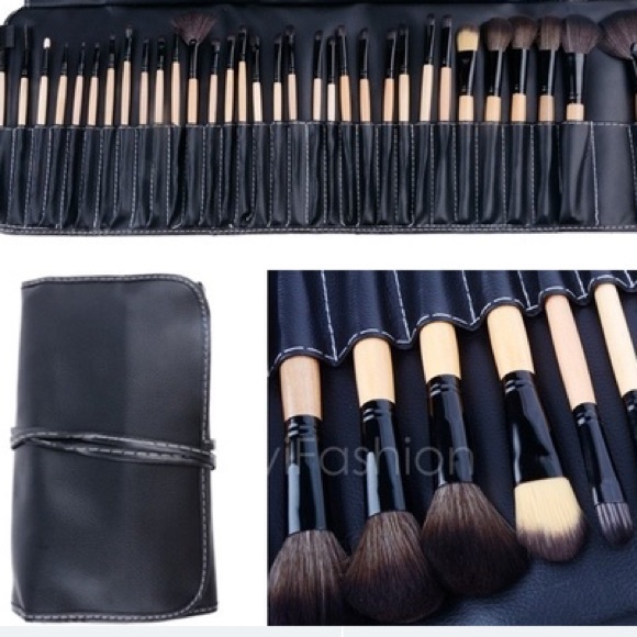 32 professional quality makeup brush set w/ case