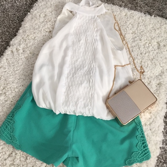Charlotte Russe: Sleveless White Sequined Blouse