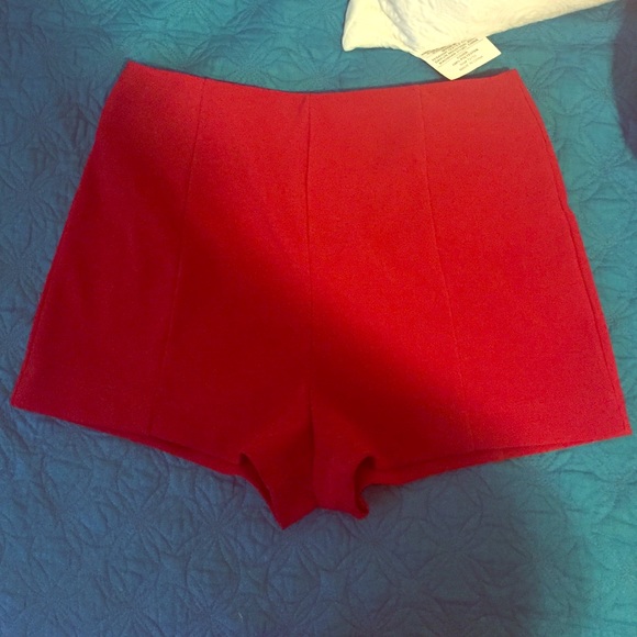 Red high waisted short shorts by Forever 21