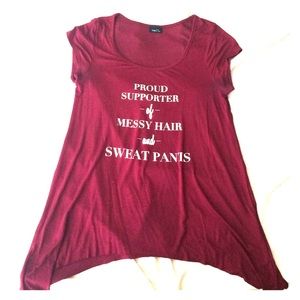 "proud supporter of messy hair and sweat pants"