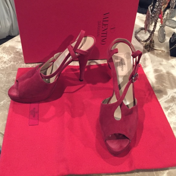 Valentino red suede heels