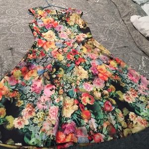 V-Neck A-Line- Midi length Floral Dress