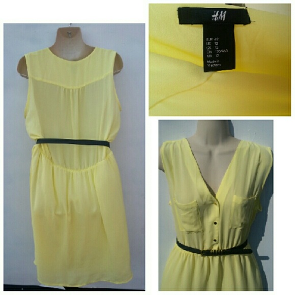 CHIC LEMONADE YELLOW CHIFFON DRESS SZ 12 - Picture 3 of 4