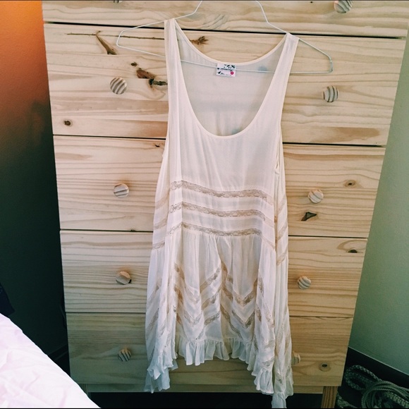 Free People Cream Lace Voile Trapeze Slip