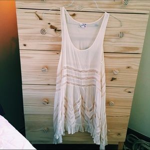 Free People Cream Lace Voile Trapeze Slip