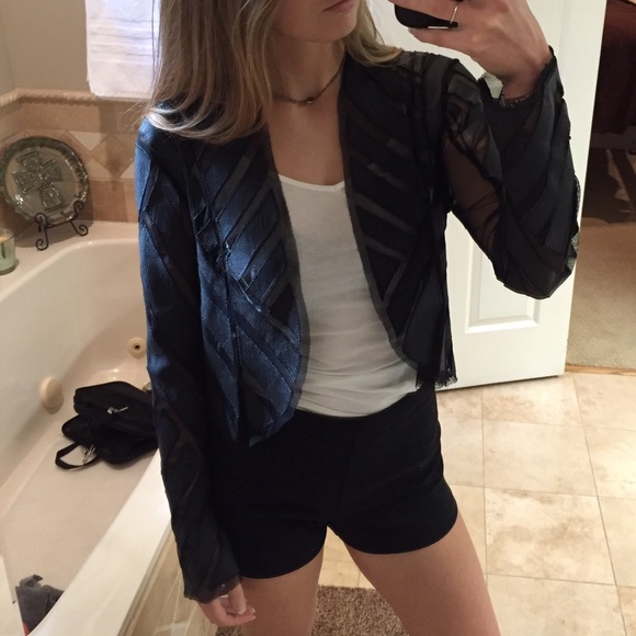 Half leather have mesh jacket