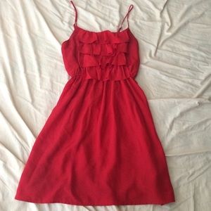 Cute ruffle red dress🌹👠💋