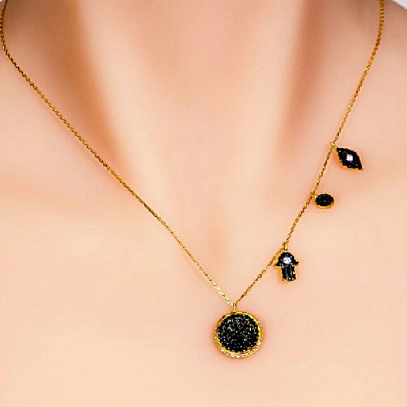 Hand of God & Evil Eye Layered Necklace - Picture 1 of 4