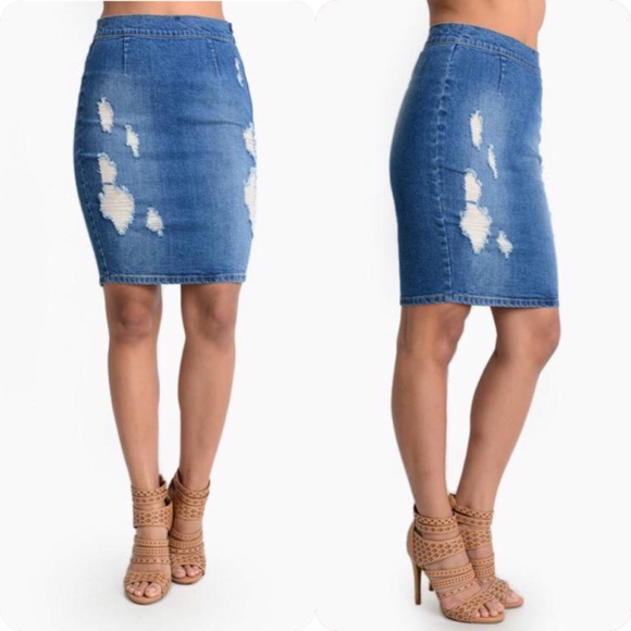 | new arrival | destroyed denim skirt - Picture 2 of 3