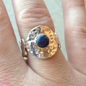 Size 8 925 blue sapphire quartz ring