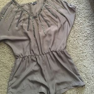 Brand new sparkle and fade taupe romper!!