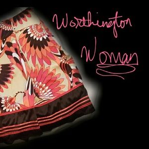 🌴Worthington woman* pleated paisley skirt/ floral