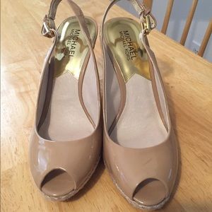 Michael Kors Nude Patent Wedges Espadrilles