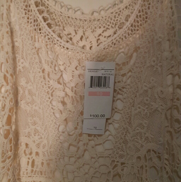 Cream sheath crochet dress with scalloped bottom - Picture 2 of 3