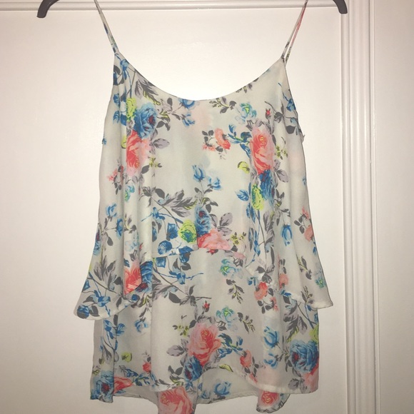 Paper crane floral multilayered top