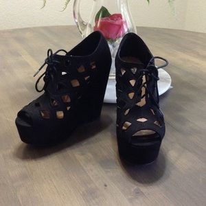 Soda lace up platform wedges