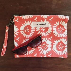 Coral Floral Wristlet