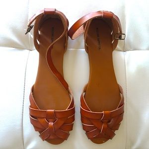Tan cage flat sandals