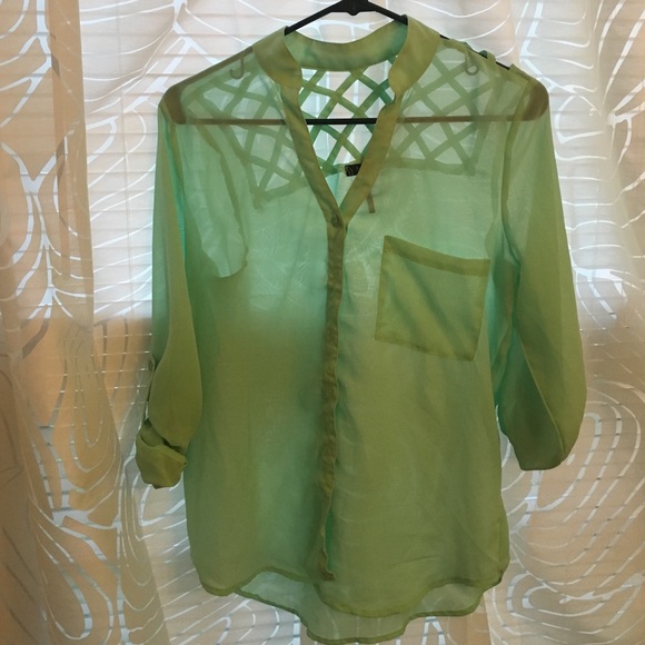 Nollie Sheer Mint Button Up Tunic