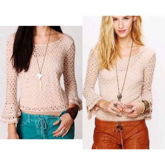 crochet bell sleeve crop top