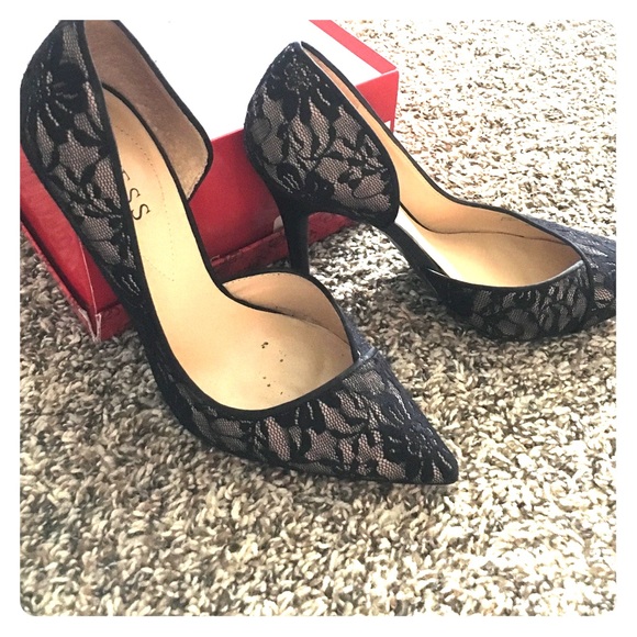 Guess black lace heels