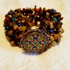 Multi-gemstone stretch braclet
