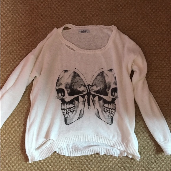 Lauren Moshi butterfly skull cashmere sweater