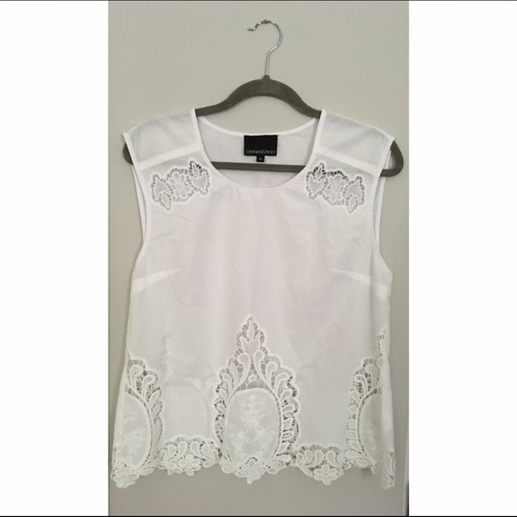 Cynthia Rowley White Tank with Cutout Designs