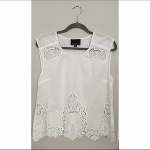 Cynthia Rowley White Tank with Cutout Designs