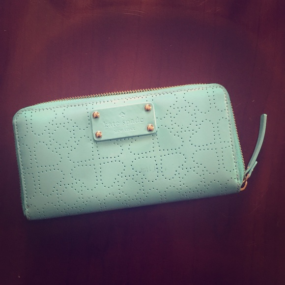 Kate Spade patent leather wallet in Adriatic blue