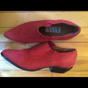 Nine West Red Faux Snake-Skin Booties