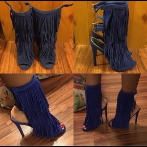 Suede Fringe Heels