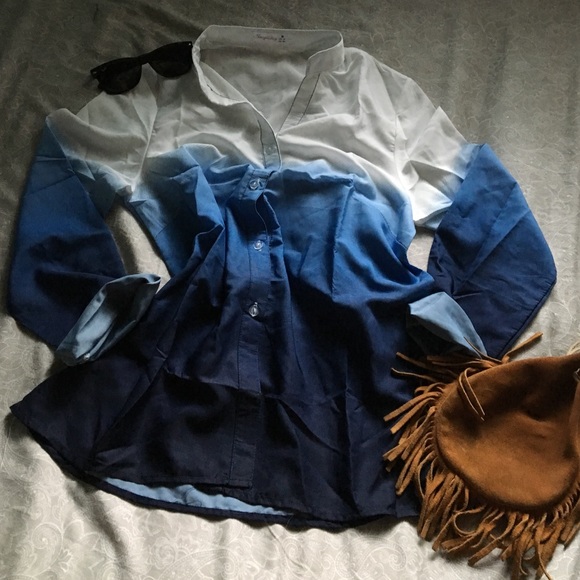 Blue ombré button down - Picture 2 of 3