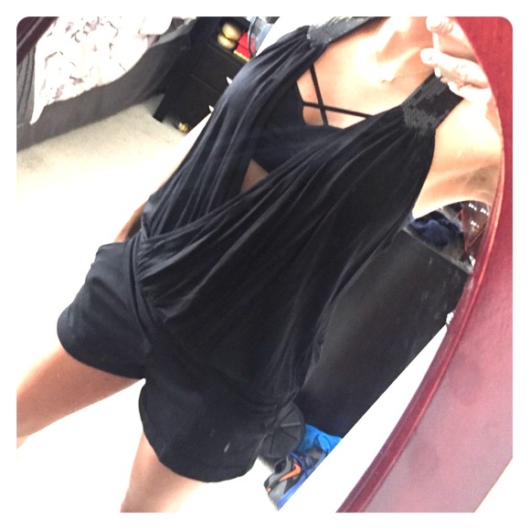 Black Racerback top w/sequin trim