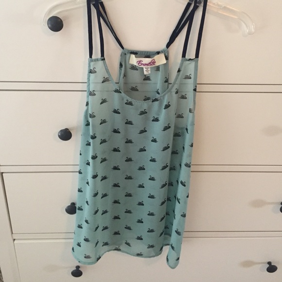 Mint green swan tank top