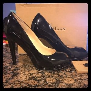 Cole Haan Chelsea Open Toe Pump (patent leather)