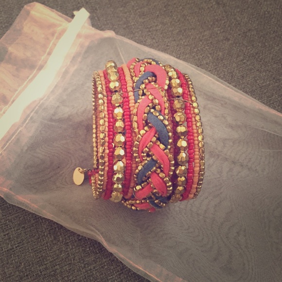Boutique beaded bangle cuff bracelet