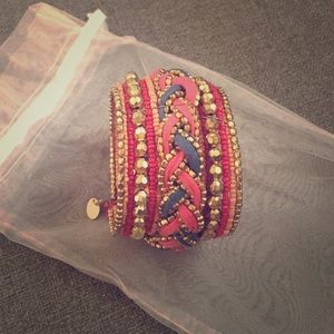 Boutique beaded bangle cuff bracelet