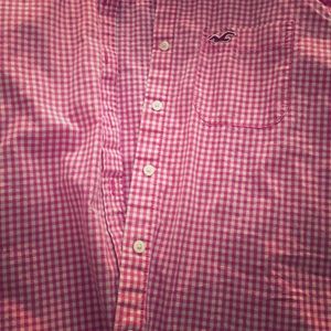Hollister pink and white striped shirt