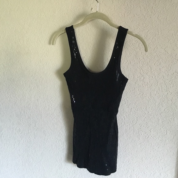 Express blank sequins ribbed tank