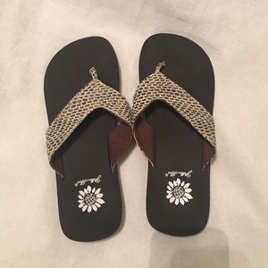 Yellow Box flip flops