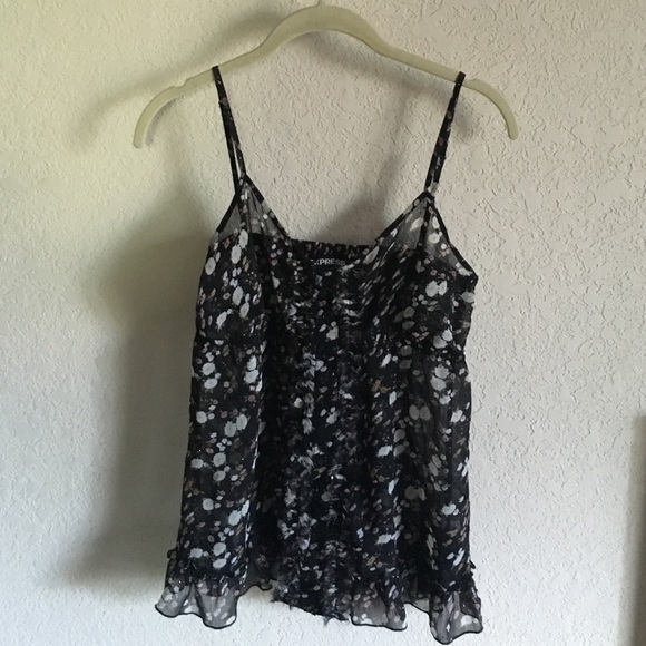 Express black floral sheer tank