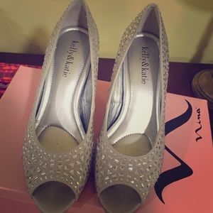 Sparkly silver heels