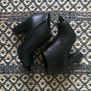Black open toed booties