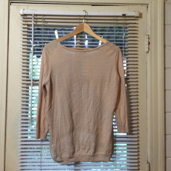 sheer pink GAP sweater with silky front panel - Picture 3 of 4