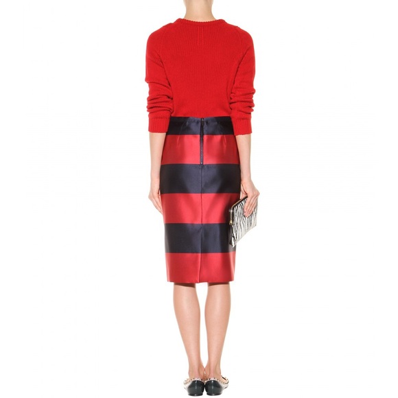 🚫SOLD🚫Burberry Prorsum Navy and Red Pencil Skirt - Picture 2 of 4